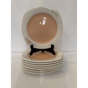 NIKKO Quadrille Peachglow - Peach Color Center-Floral-8 Salad/Dessert Plates